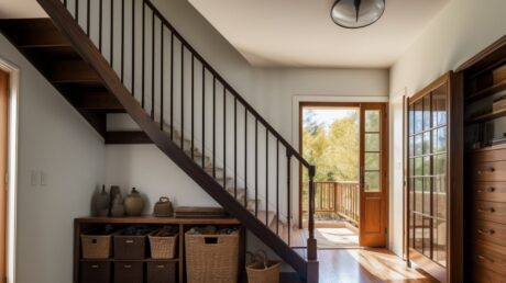 Как хранить вещи под лестницей (если есть)