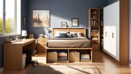 Организация хранения в маленькой спальне