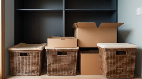 Организация хранения в ящиках и корзинах